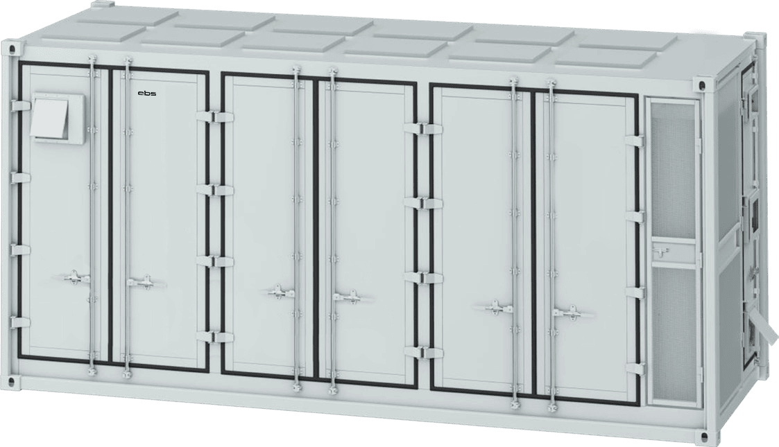 Großer modularer Technikcontainer mit mehreren Türen