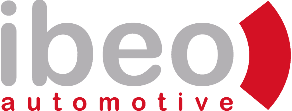 Ibeo Automotive Logo in Rot und Grau